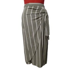 H&M Green and White Striped Sarong Style Summer Skirt US 4
